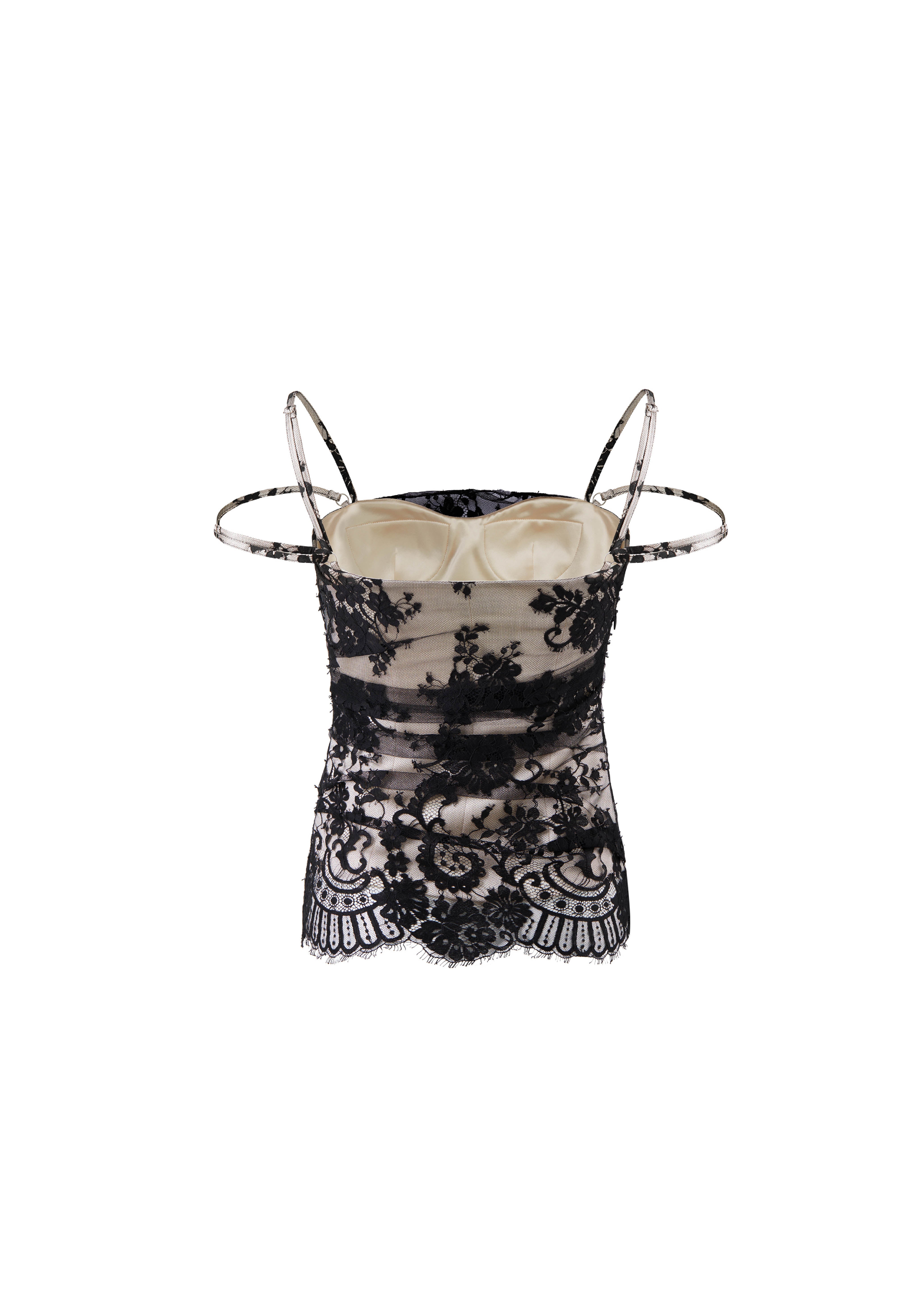 DOUBLE LAYERED BLACK LACE TOP | Markgong