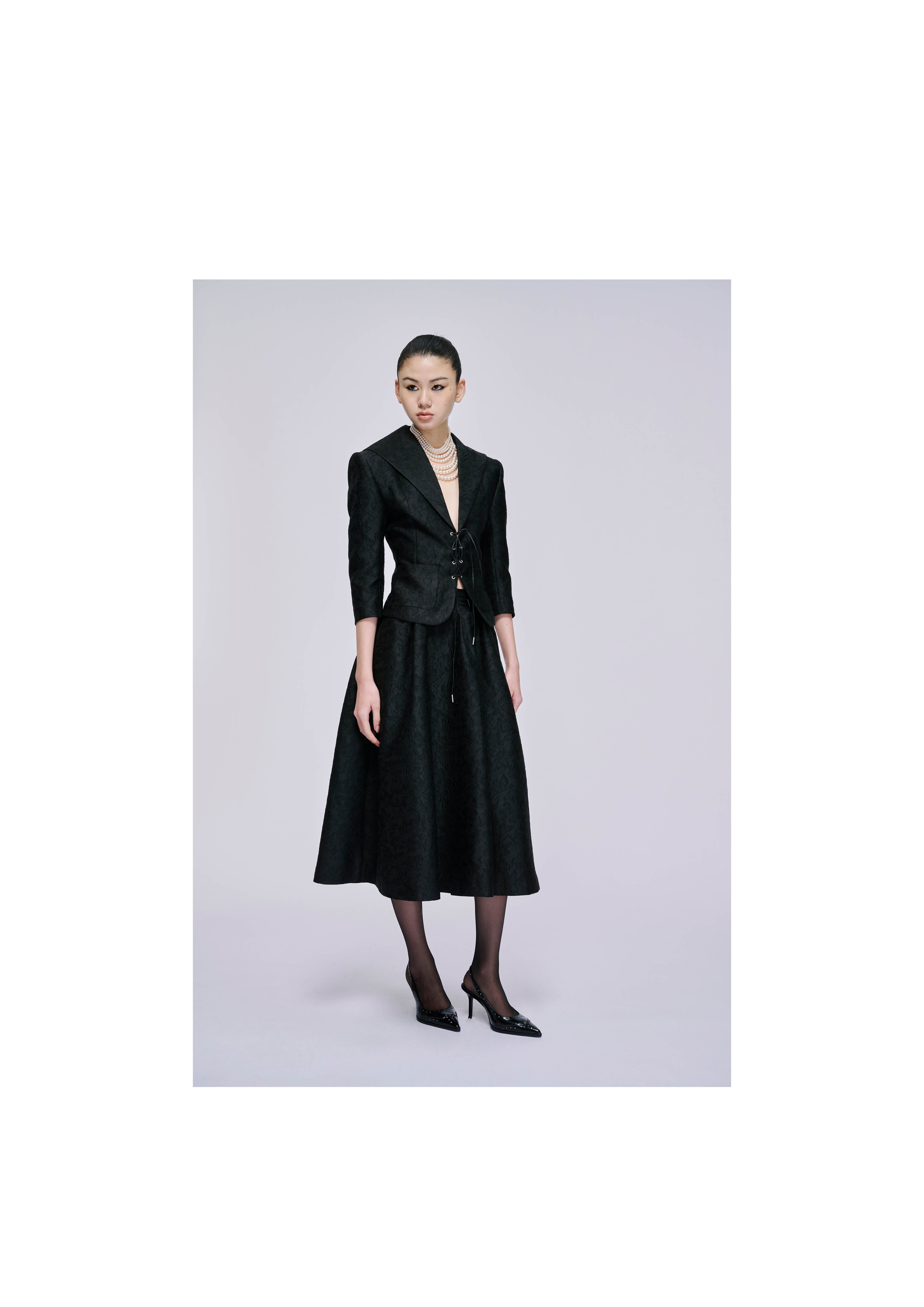Jacquard Flared Midiskirt | Markgong