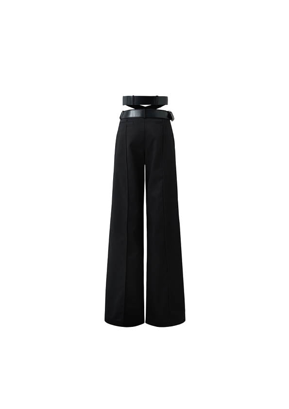 DENIM TROUSERS WITH DOUBLE WAIST BELTS | Markgong