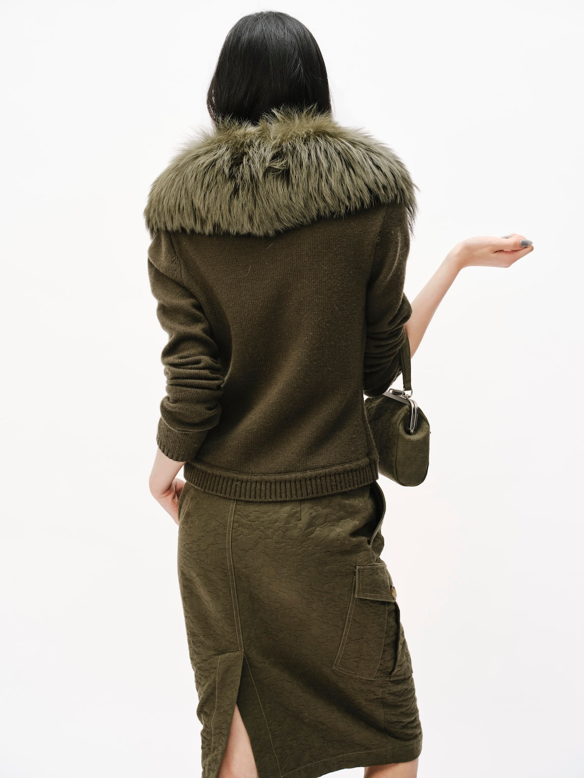 Green Cargo Midi Skirt