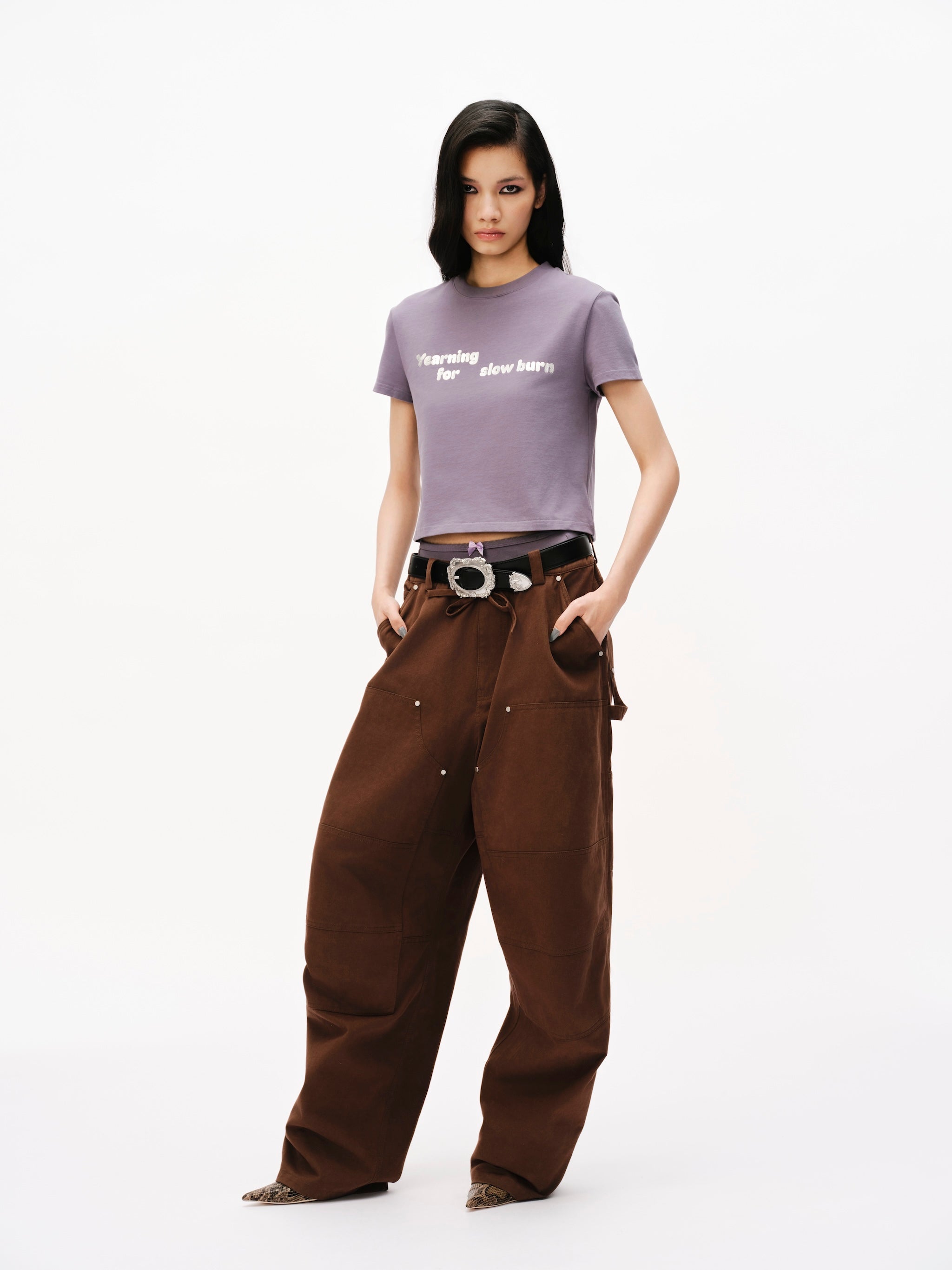 Purple Snail Print Loose Fit T-Shirt