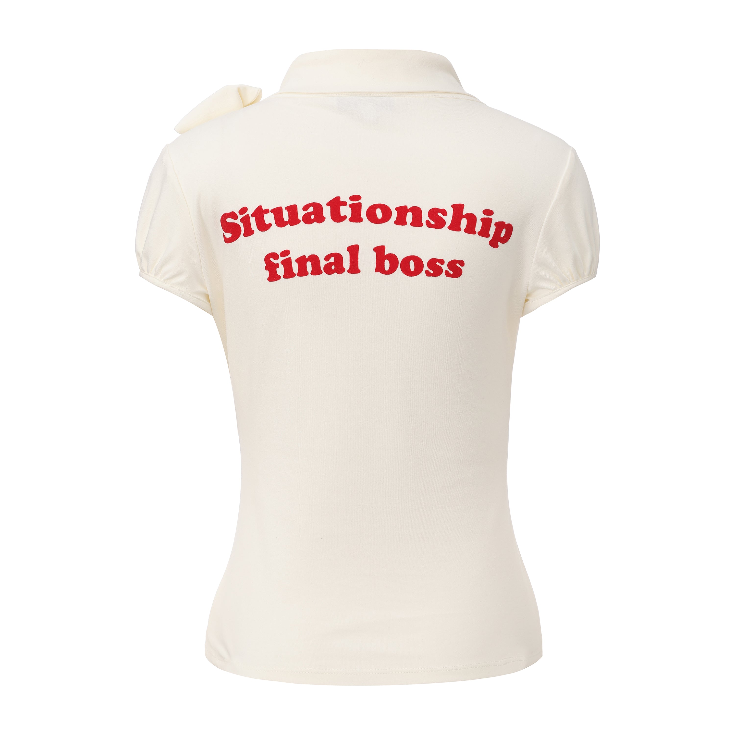 White Print Tie-Front Short Sleeve T-Shirt