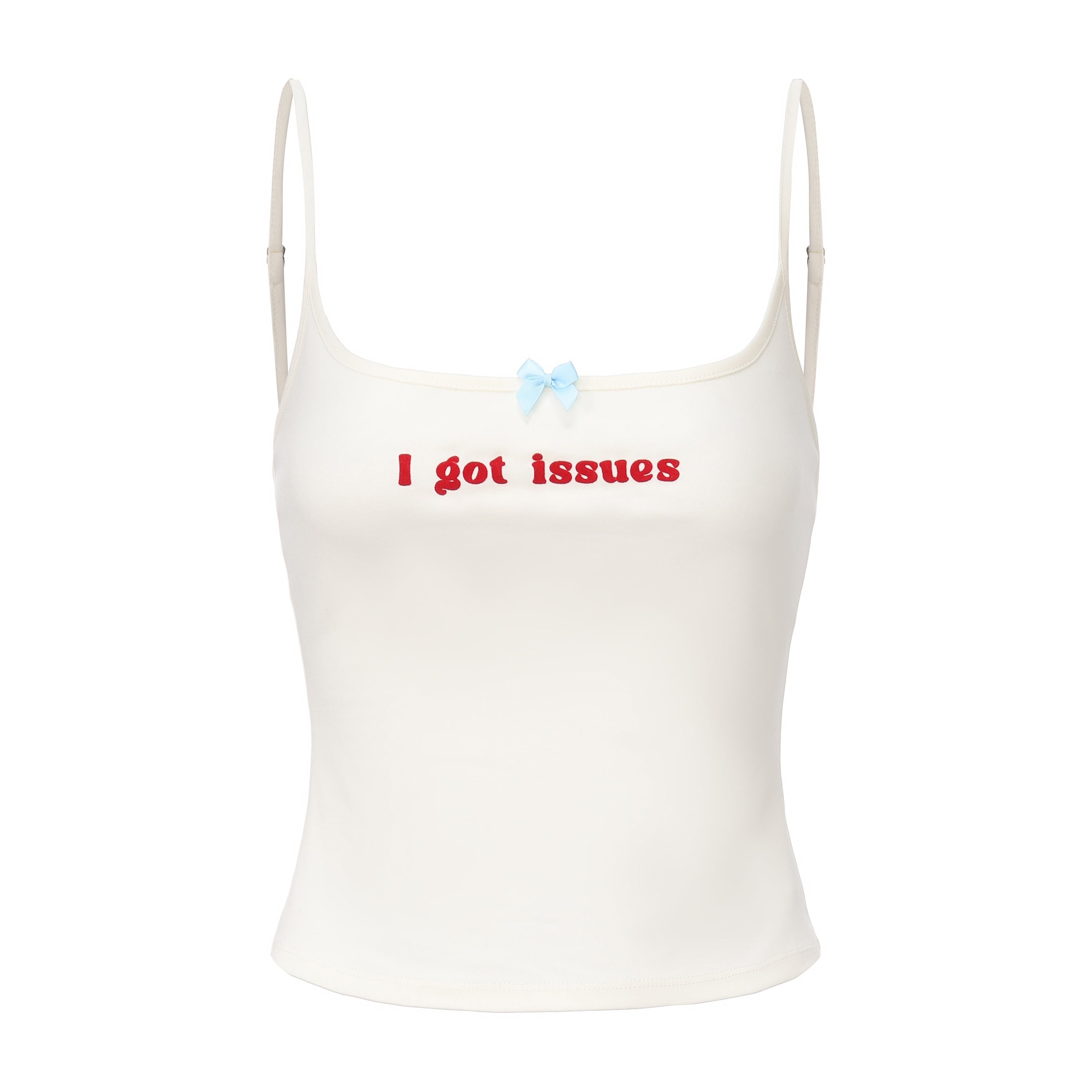 White Print Strap Tank Top
