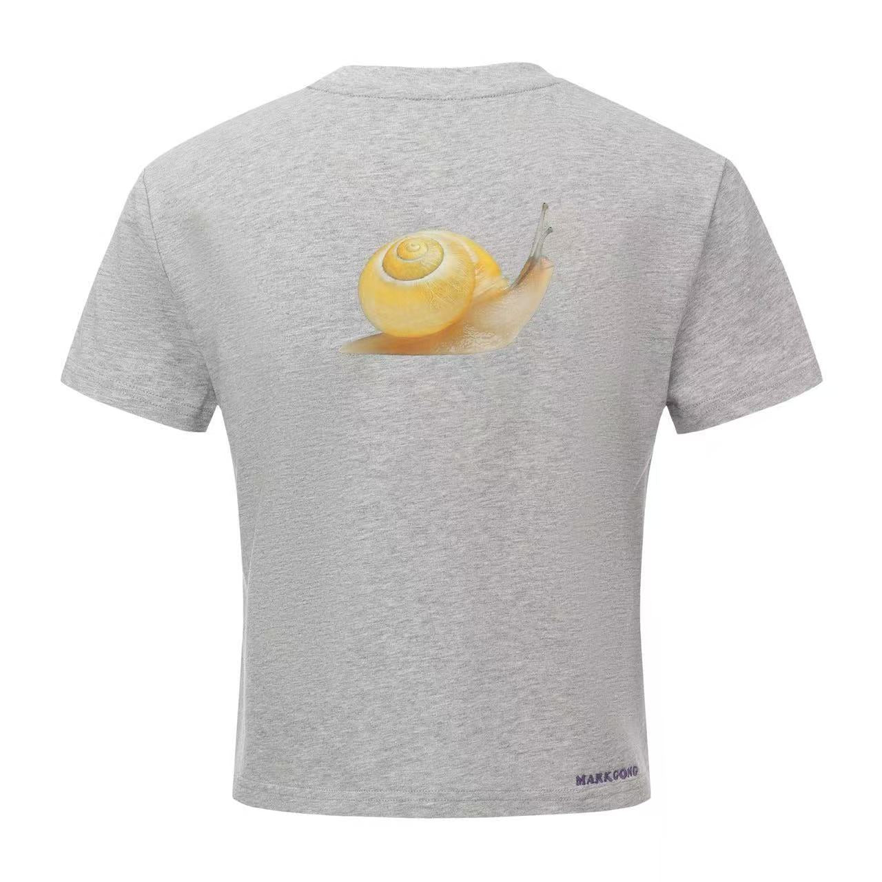 Grey Snail Print Loose Fit T-Shirt