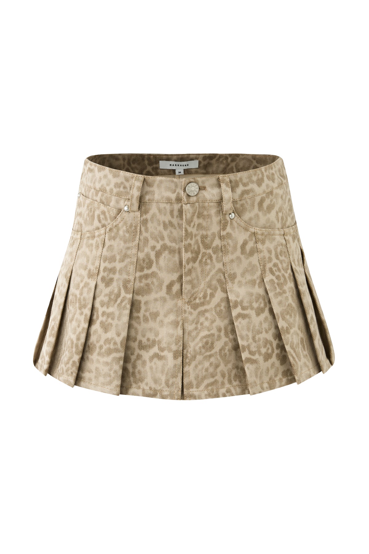 Leopard Print Pleated Mini Skirt