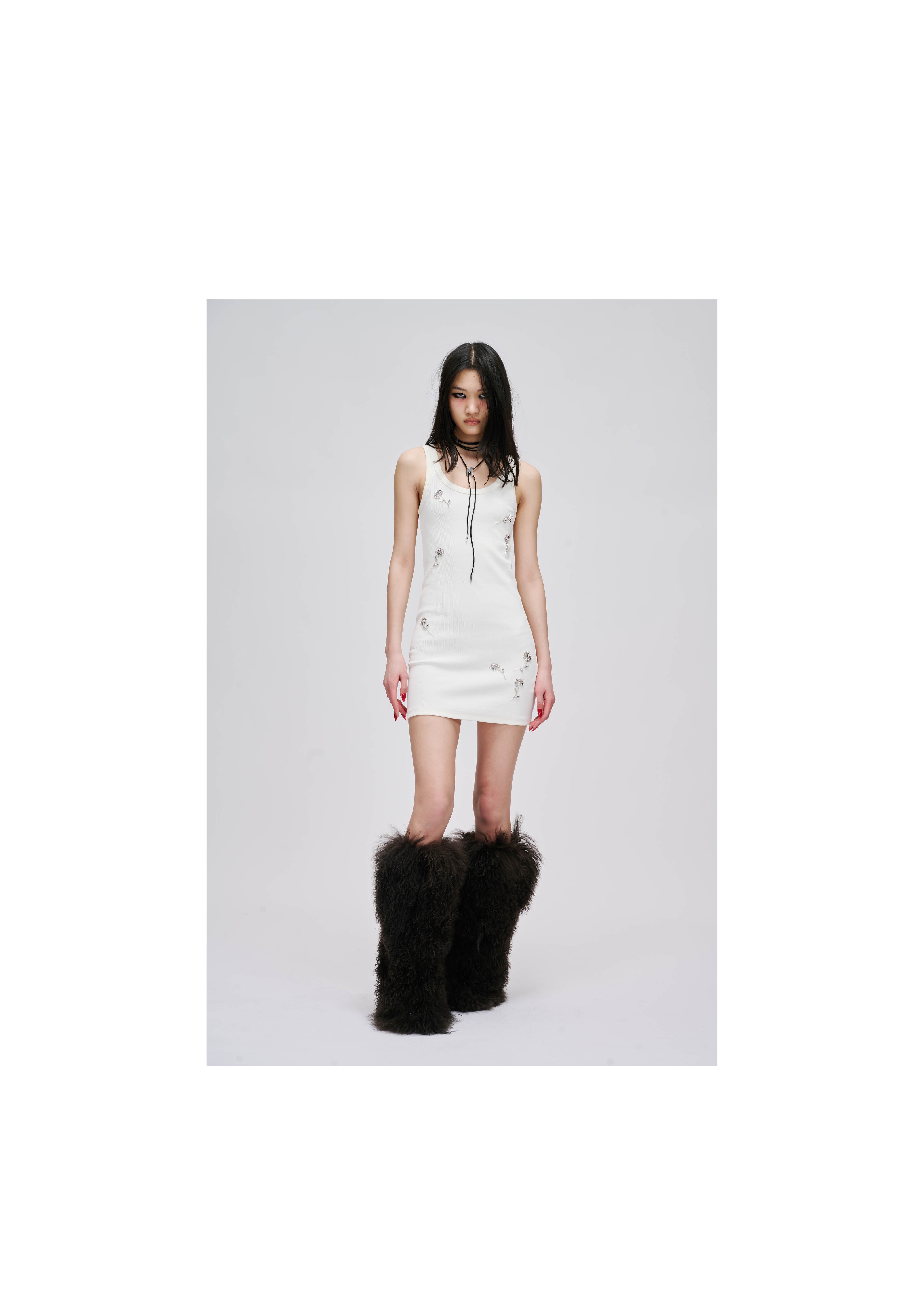 WHITE BEADED DRESS