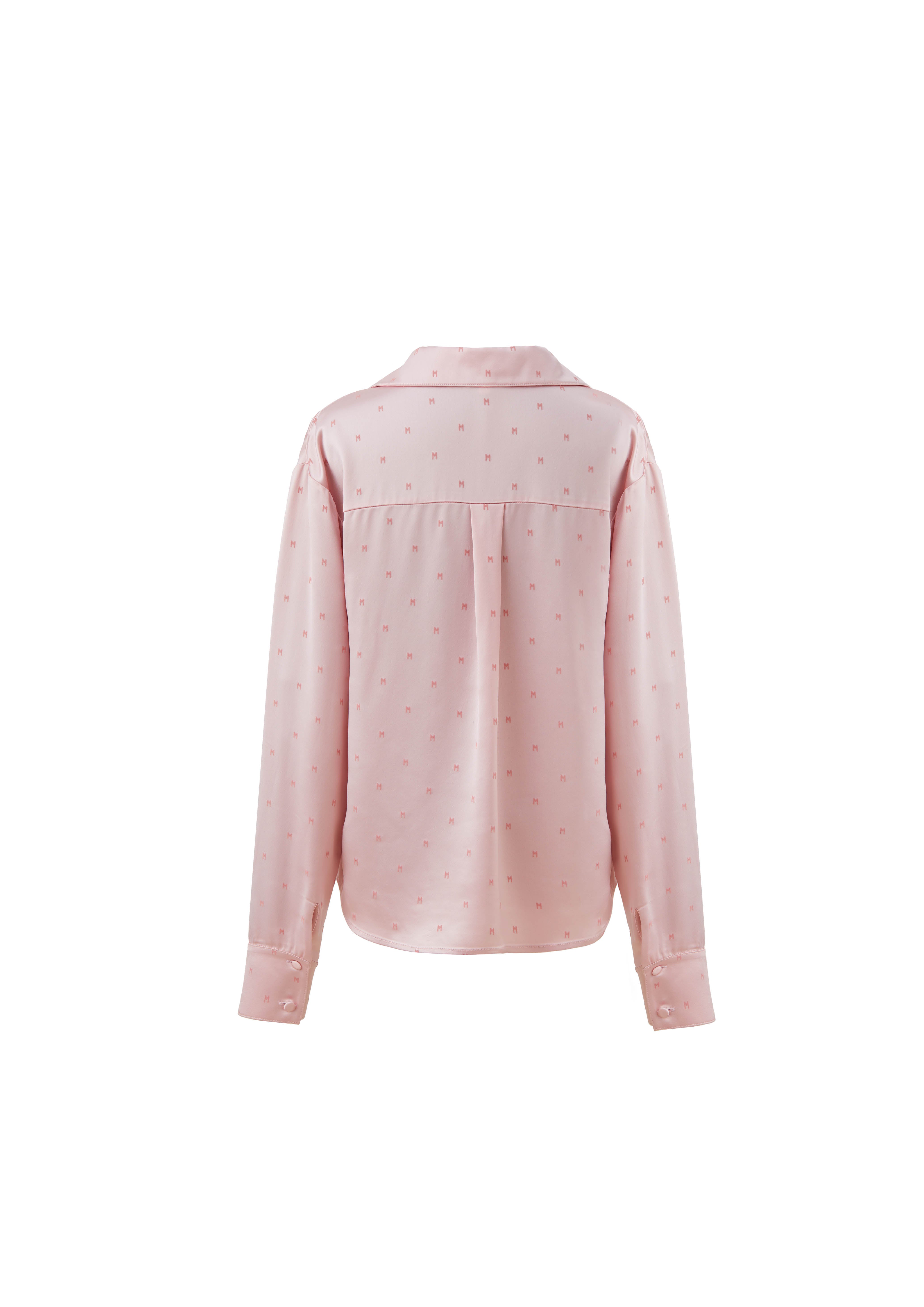 PINK FLOCKED TIE-UP SHIRT