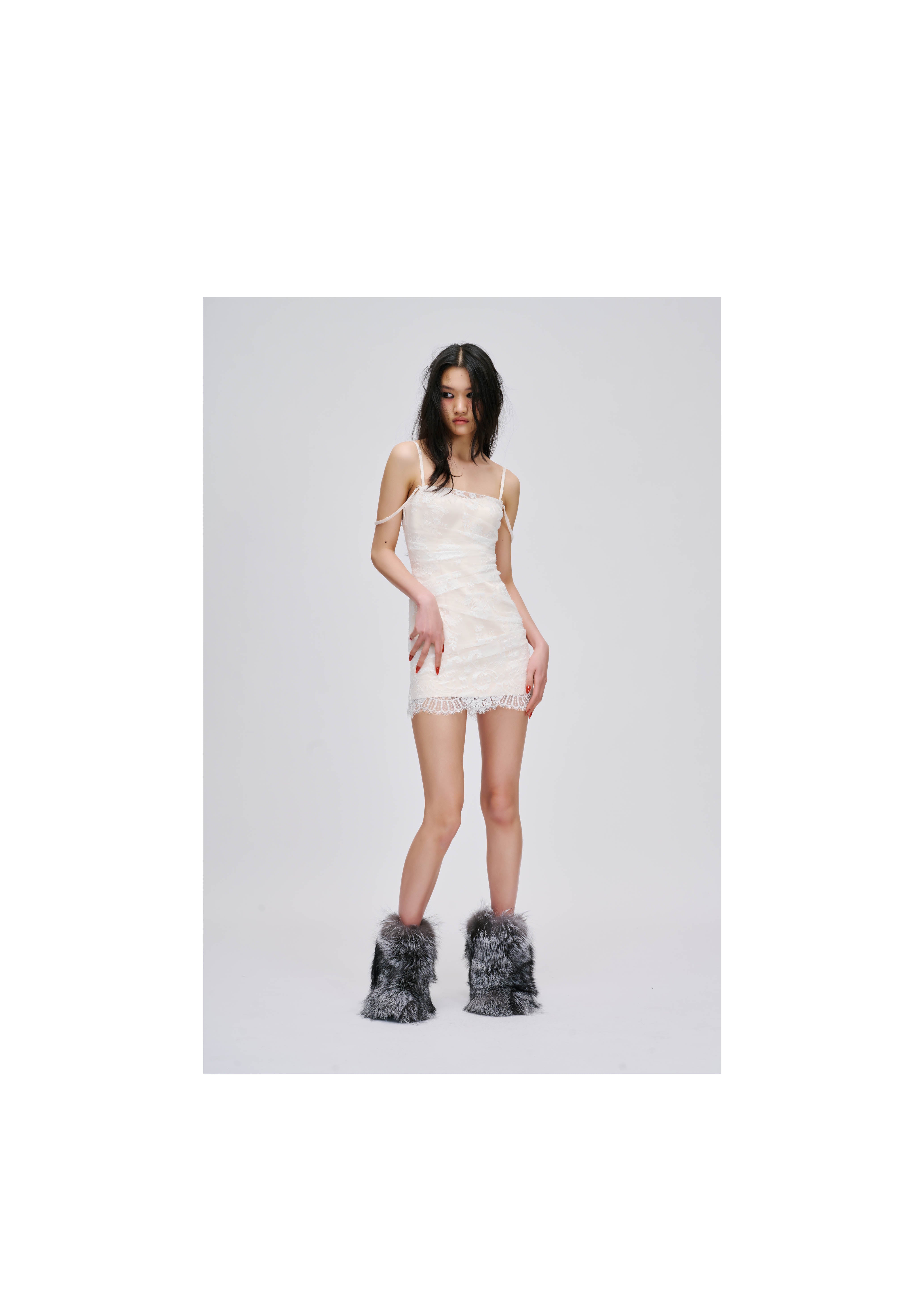 DOUBLE LAYERED WHITE LACE DRESS DOUBLE LAYERED WHITE LACE DRESS