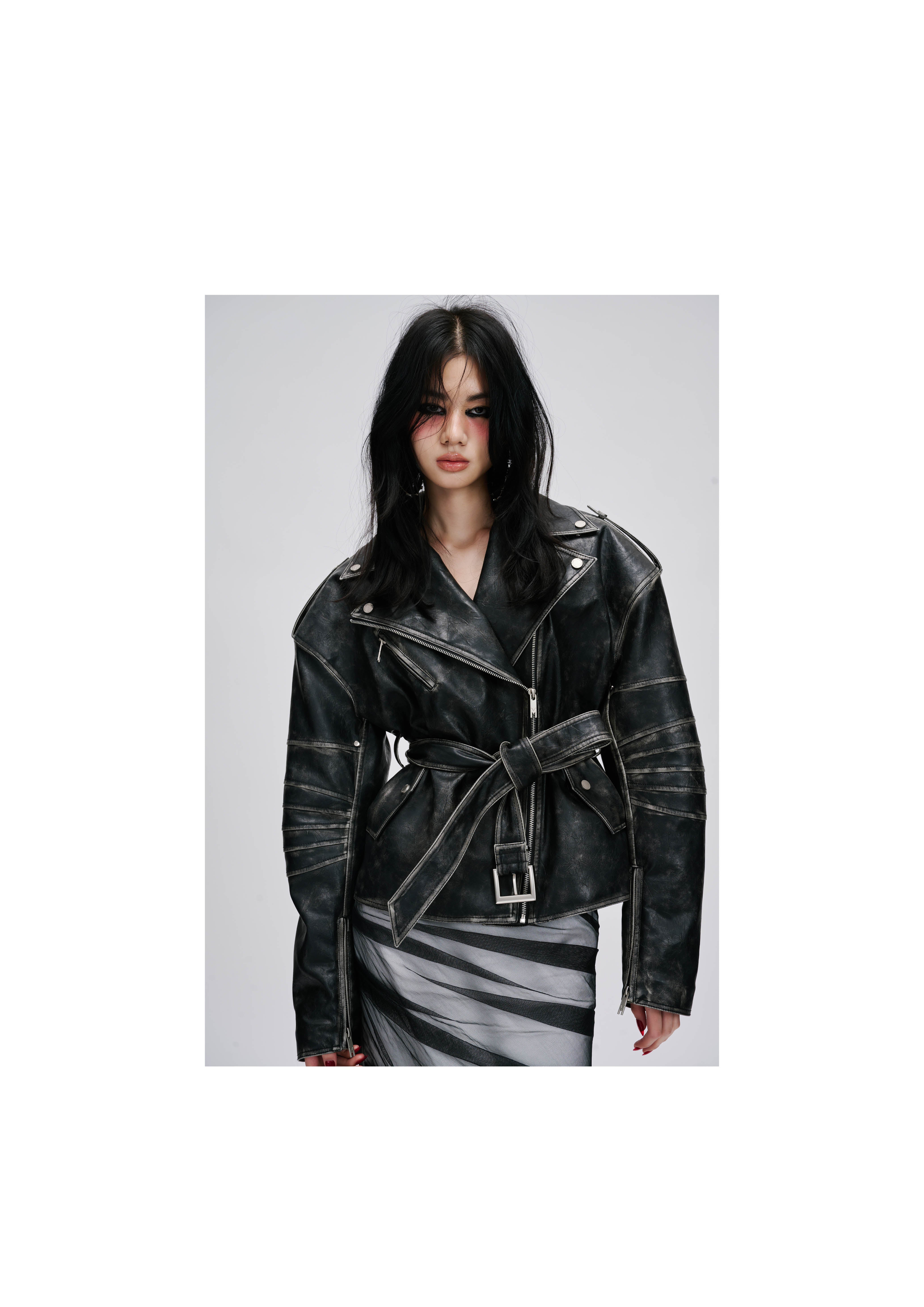 RETRO LEATHER MULTI-PANEL JACKET