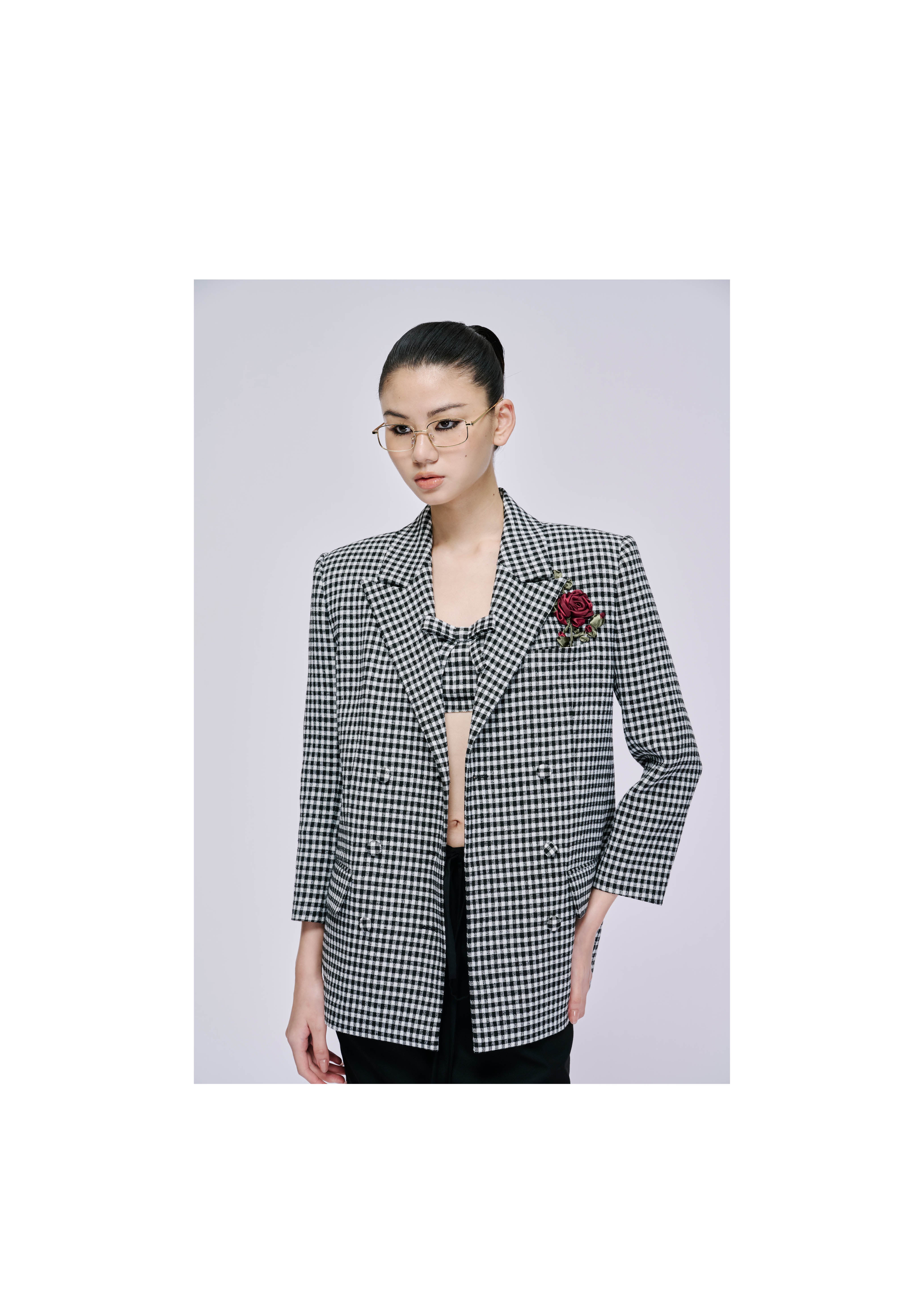 Double-breasted Ribbon Embroidered Overcoat