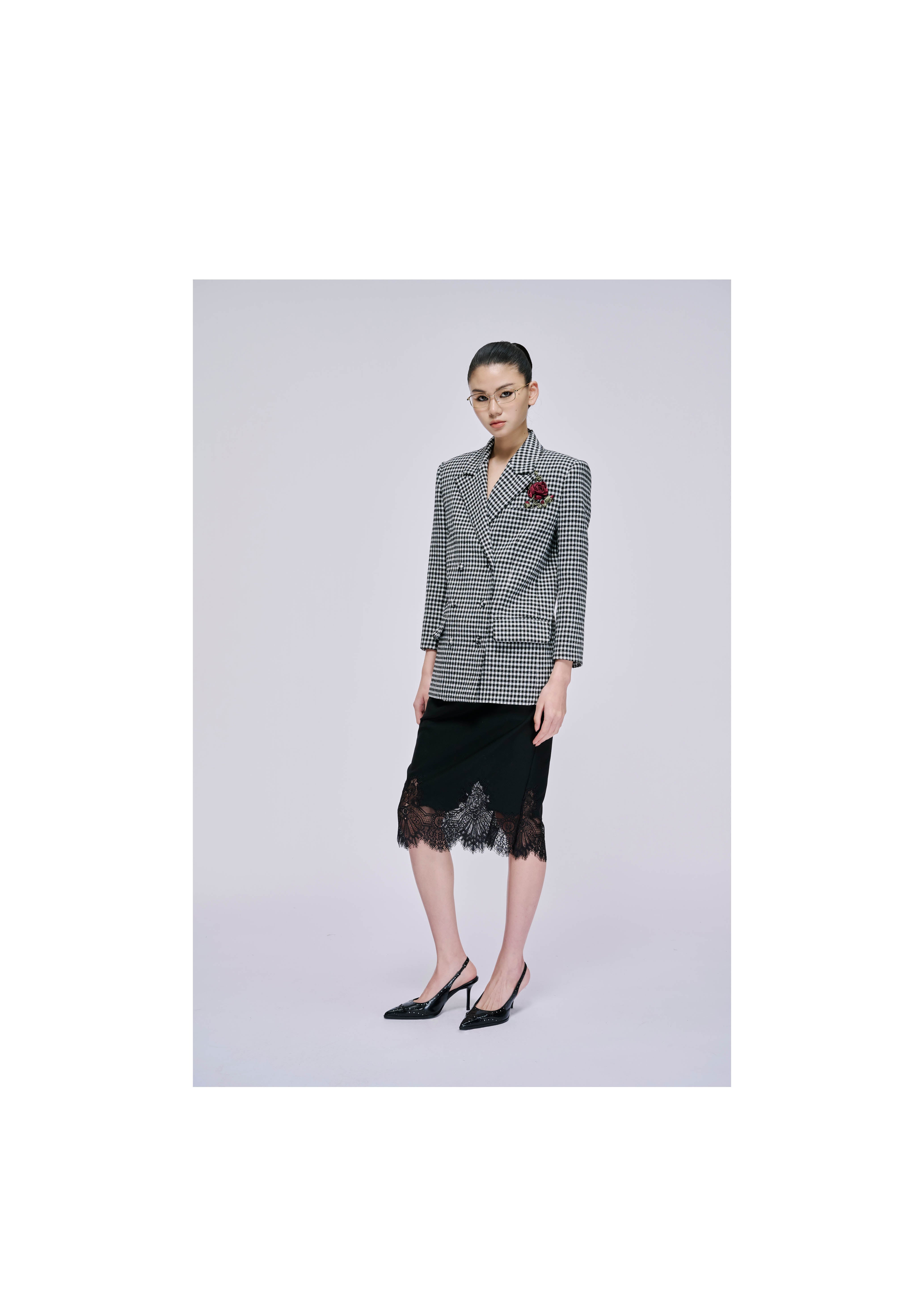 Double-breasted Ribbon Embroidered Overcoat
