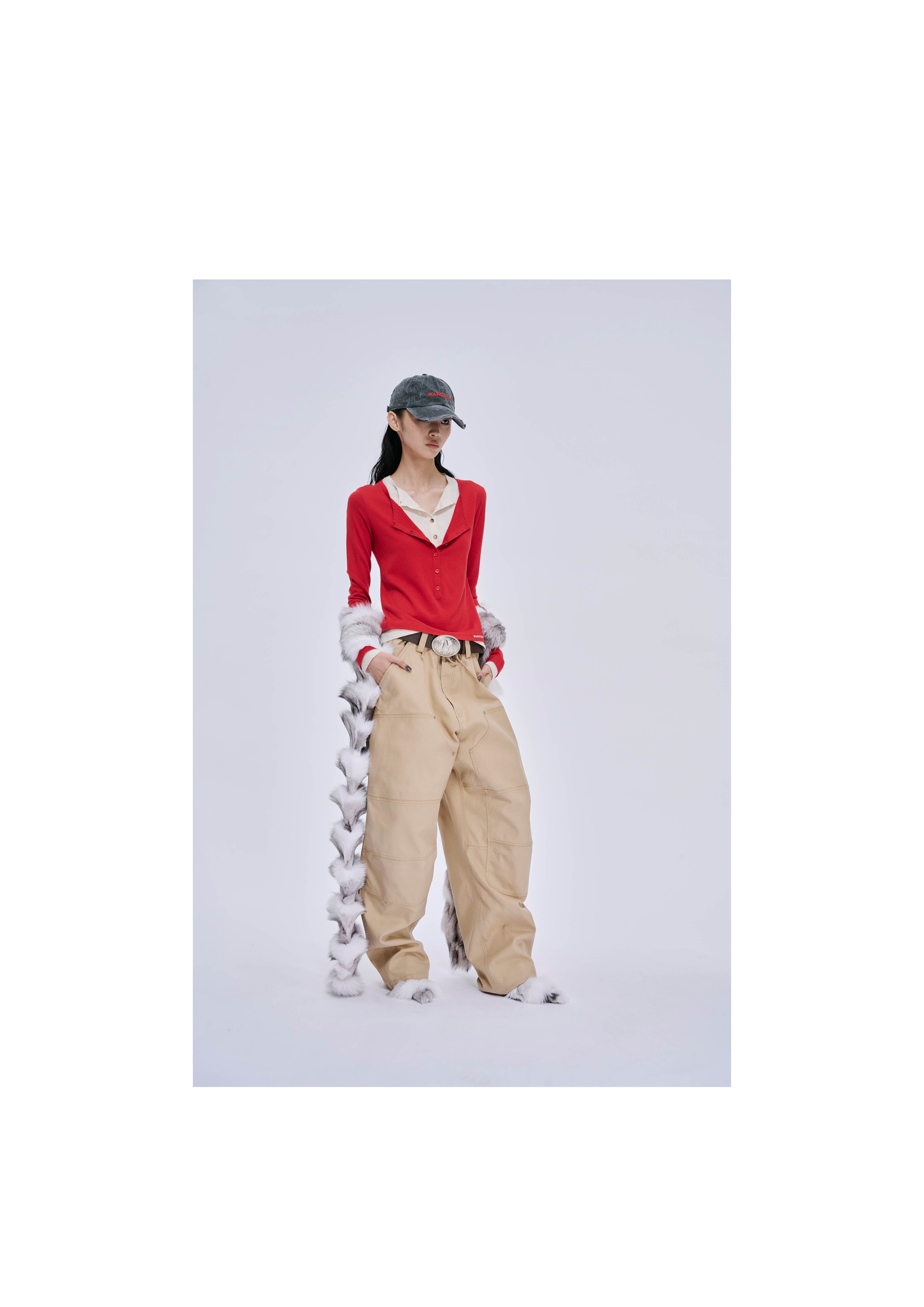 Faux Two-Piece Henley Shirt