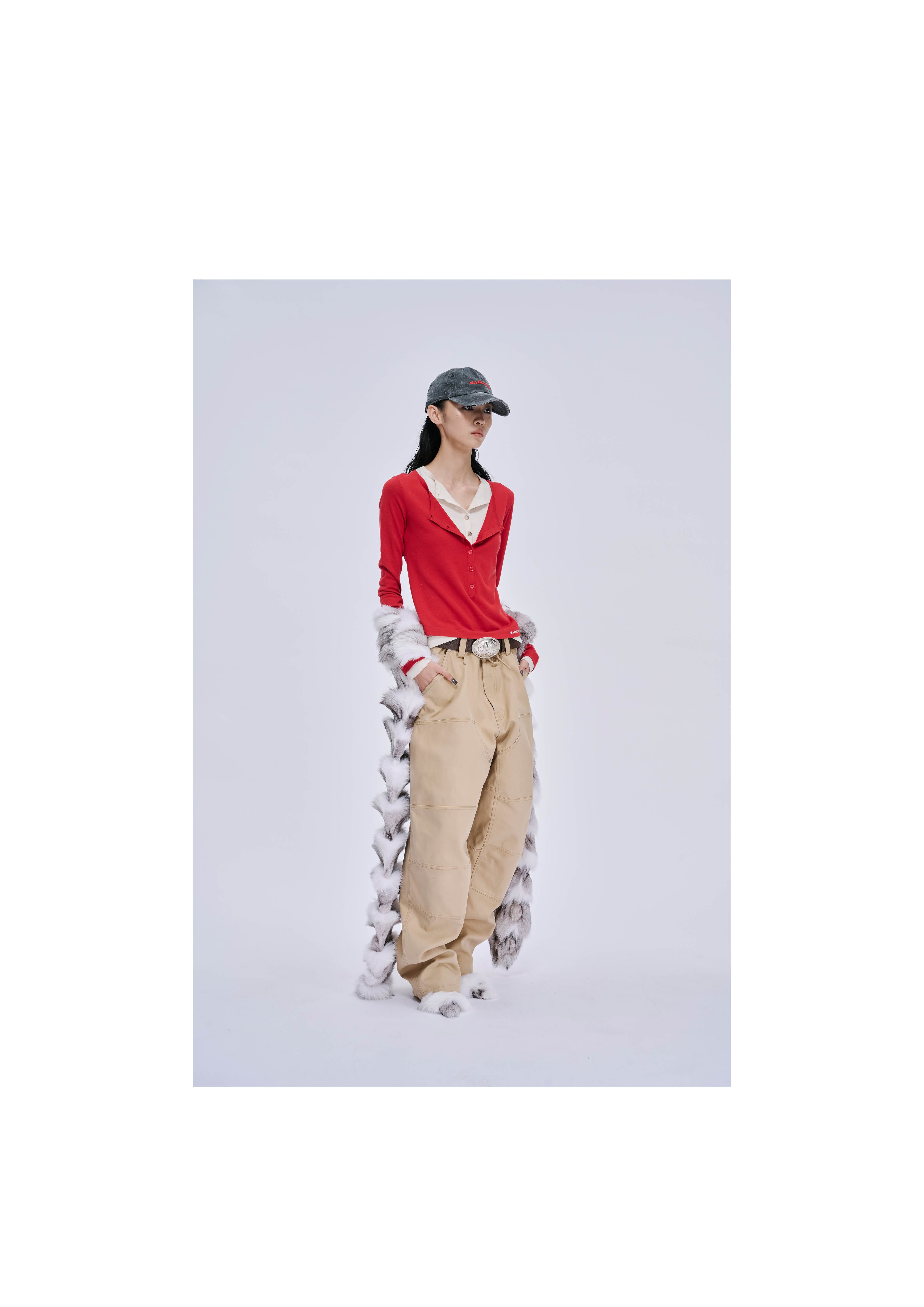 Faux Two-Piece Henley Shirt