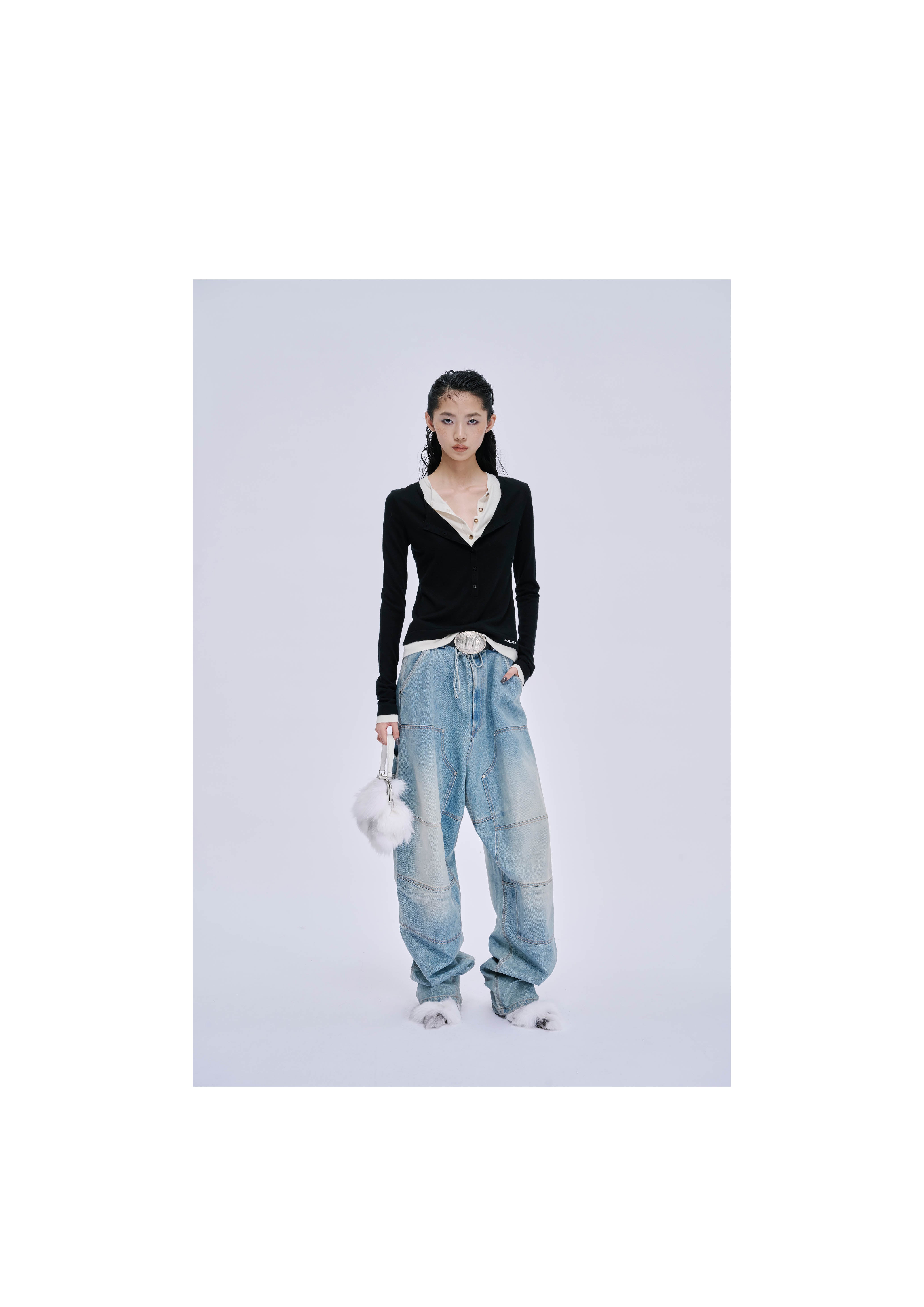 Faux Two-Piece Henley Shirt