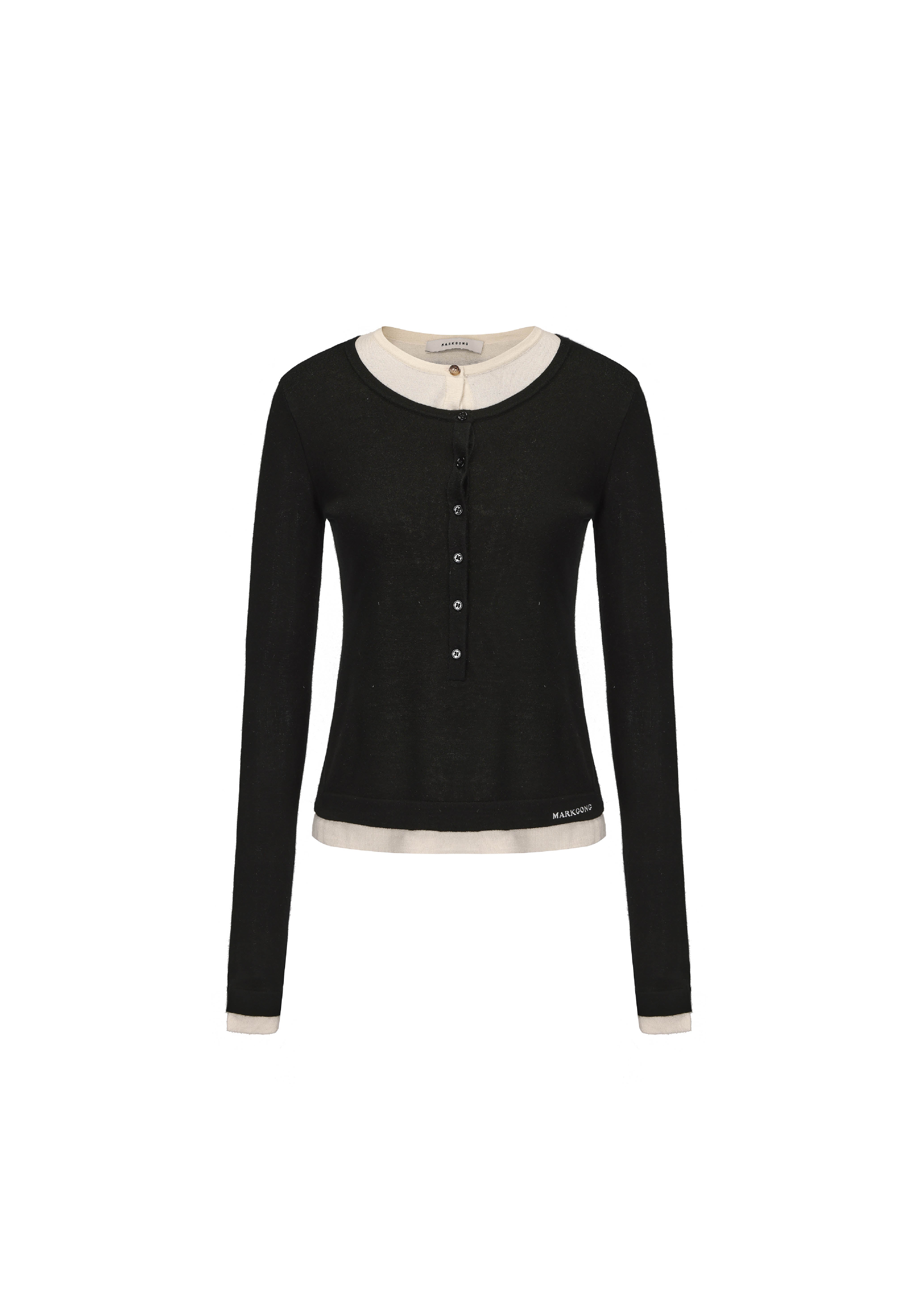 Faux Two-Piece Henley Shirt