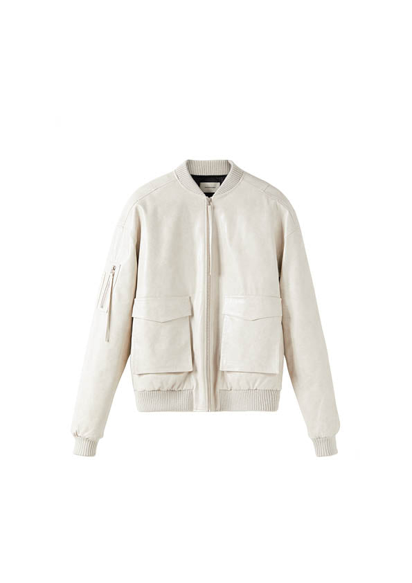OVERSIZED LEATHER BASEBALL JACKET